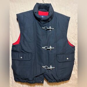 Vintage Ralph Lauren Utility Puffer Vest Mens M Navy Red Fireman Clasps